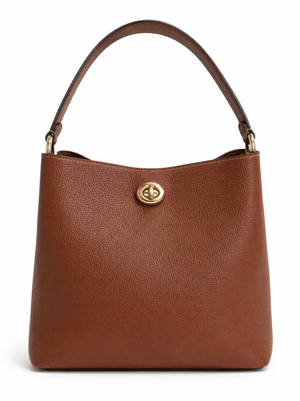 Coach Charlie Bucket Bag Saddle Tan Polished Pebble Leather Shoulder Bag 55200 - Picture 1 of 11